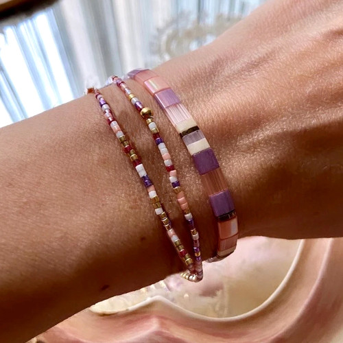 2025 New Bohemian Colorful Rice Bead Bracelet for Women Cross-Border Ins Design Layered Tila Bracelet Wholesale