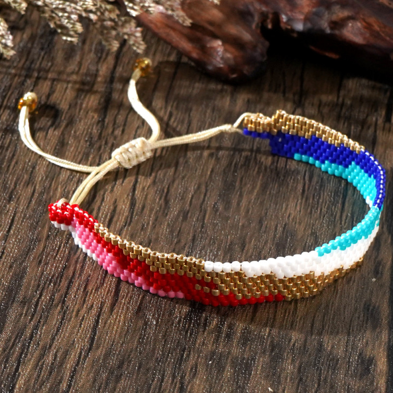 Cross-border Source Colorful Bohemian Style Geometric Hand-woven Beaded Bracelet Student Bracelet Wholesale