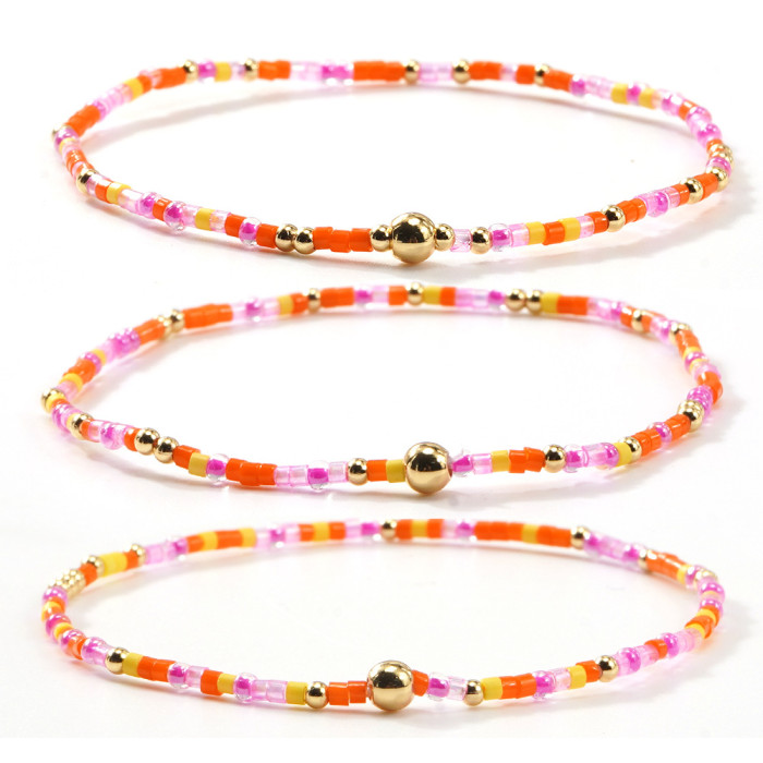 Bohemian Style Colorful Xiaomi Bead Bracelet Fashion Versatile Handmade Copper Bead Bracelet Women's Jewelry