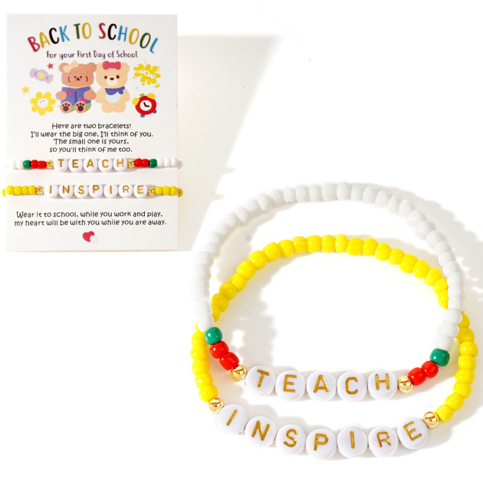 New Fashion Versatile Rice Bead Bracelet Set of 2 with Card Graduation Season Gift Multi-layer Beaded Bracelet