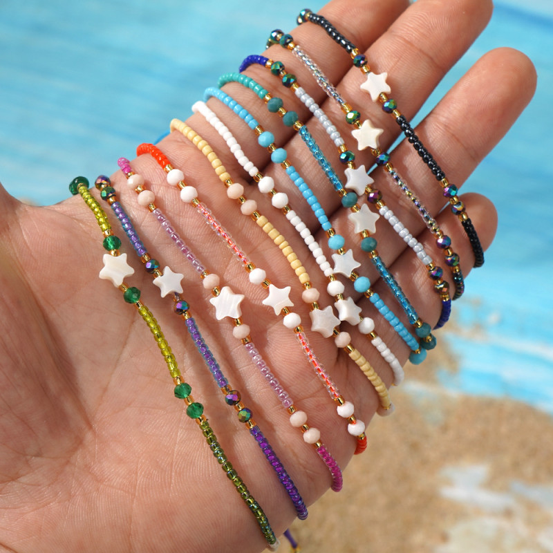 New Adjustable Five-Pointed Star Shell Bead Bracelet INS Hot Sale Recommendation Personality Versatile Summer Essential