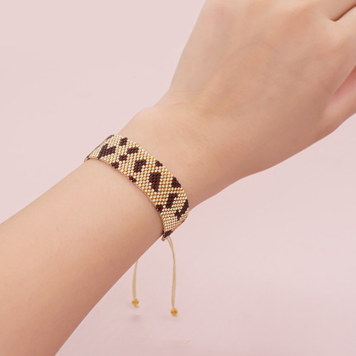 New Valentine's Day Heart Pattern Miyuki DB Antique Rice Beads MIYUKI Handmade Woven Personalized Couple Open Bracelet