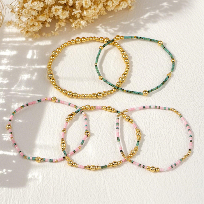 Colorful Layered Beaded Bracelet Light Luxury High-end Fashion Niche Bracelet Women's Set Night Market Stall Jewelry