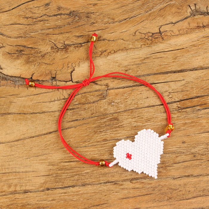 Fashion Simple Hot-Selling Bohemian Miyuki Bead Handmade Woven Heart-Shaped Bracelet
