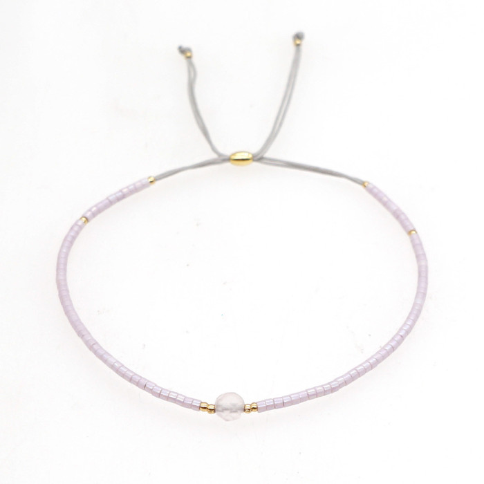 European and American Simple Fashion Rice Bead Bracelet Handmade Woven Friendship Bracelet Gold Bead Semi-Precious Stone Women's Small Bracelet
