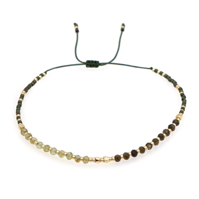 European and American Simple Fashion Rice Bead Bracelet Handmade Woven Friendship Bracelet Gold Bead Semi-Precious Stone Women's Small Bracelet