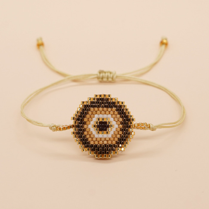 Summer Bohemian Style Colorful Beaded Bracelet Niche Handmade Woven Evil Eye Beaded Bracelet Wholesale