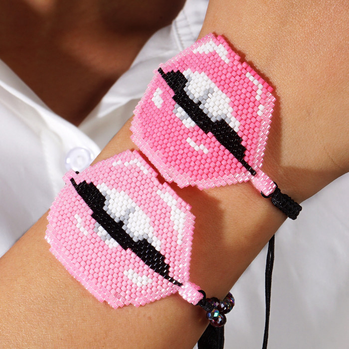 Bohemian Style Sexy Lips Miyuki Bracelet Handmade Woven Mouth Bead Bracelet