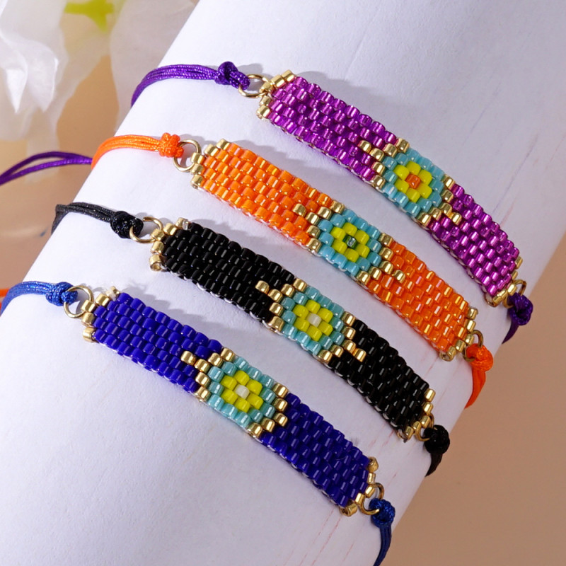 Handwoven Pearl Bracelet New Style Personality European and American Turkish Miyuki Bracelet Ethnic Style Rice Bead Geometric Bracelet