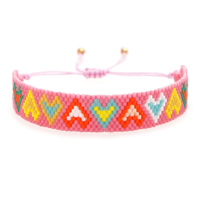 Fashion Simple 2025 New Hot-Selling Bohemian Miyuki Bead Hand-Woven Heart Bracelet