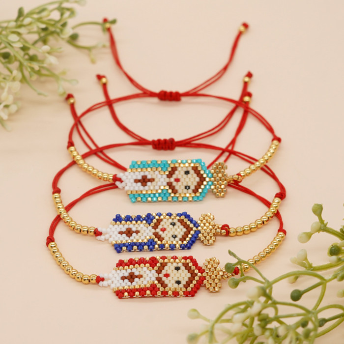 Beaded Bracelet for Little Girls with Cartoon Patterns, Ethnic Style, Exquisite Creative Red String Copper Beads, Pop...