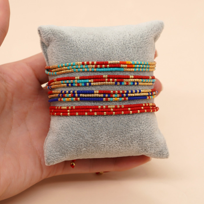 Amazon New Style Fine Rice Bead Bracelet Bohemian Fashion Simple Miyuki Colorful Rice Bead Bracelet