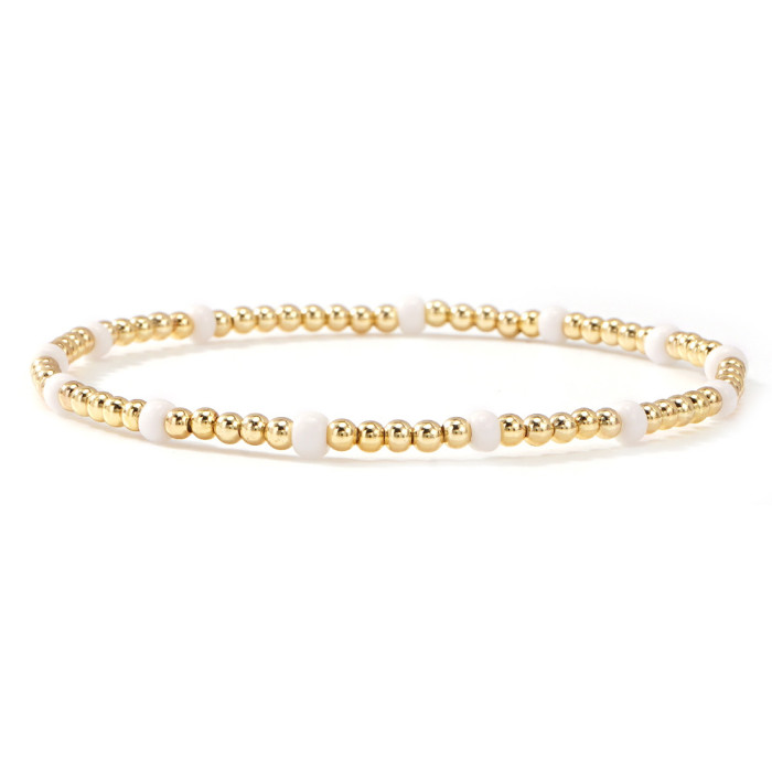 Trendy Fashion Light Luxury Colorful Rice Bead Bracelet Gold Beaded Layered Set Bracelet for Women with a Sense of So...