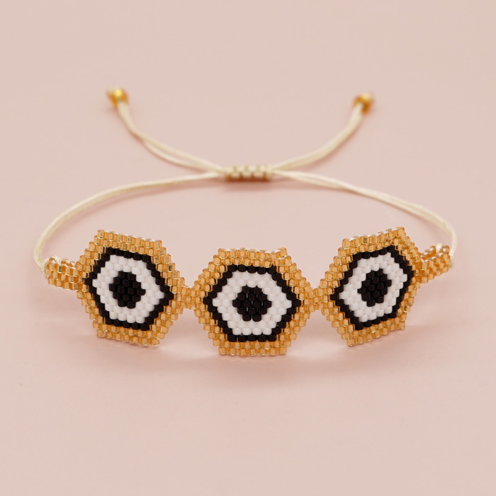 Summer Bohemian Style Colorful Beaded Bracelet Niche Handmade Woven Evil Eye Beaded Bracelet Wholesale