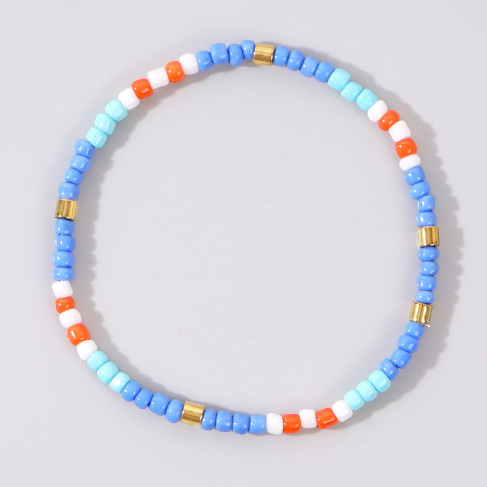 Exclusive Bohemian Style Cylindrical Iron Gallstone Rice Bead Handmade Beaded Fashion Personality Women's Bracelet