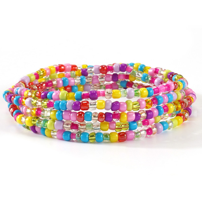 Summer Colorful Beaded Bracelet Bohemian Style Ocean Vacation Fashion Five-Piece Set for Men and Women Geometric Design