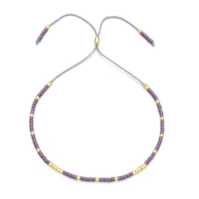 European and American Simple Fashion Rice Bead Bracelet Handmade Woven Friendship Bracelet Gold Bead Semi-Precious Stone Women's Small Bracelet