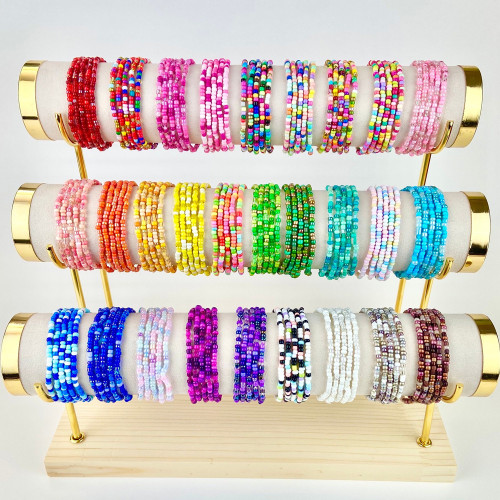 Summer Colorful Beaded Bracelet Bohemian Style Ocean Vacation Fashion Five-Piece Set for Men and Women Geometric Design