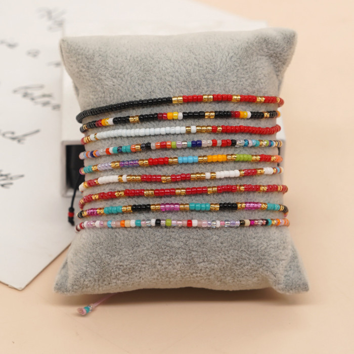 Internet Celebrity Style Bohemian Colorful Bracelet Thin Rice Bead Bracelet Ins Mixed Color Beads Couple Bracelet