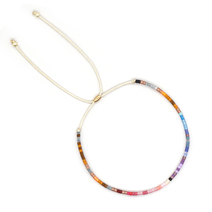 Hot-Selling New MIYUKI Simple High-End Feel Fine Rice Beads Colorful Glass Adjustable Three-Strand Layered Bracelet