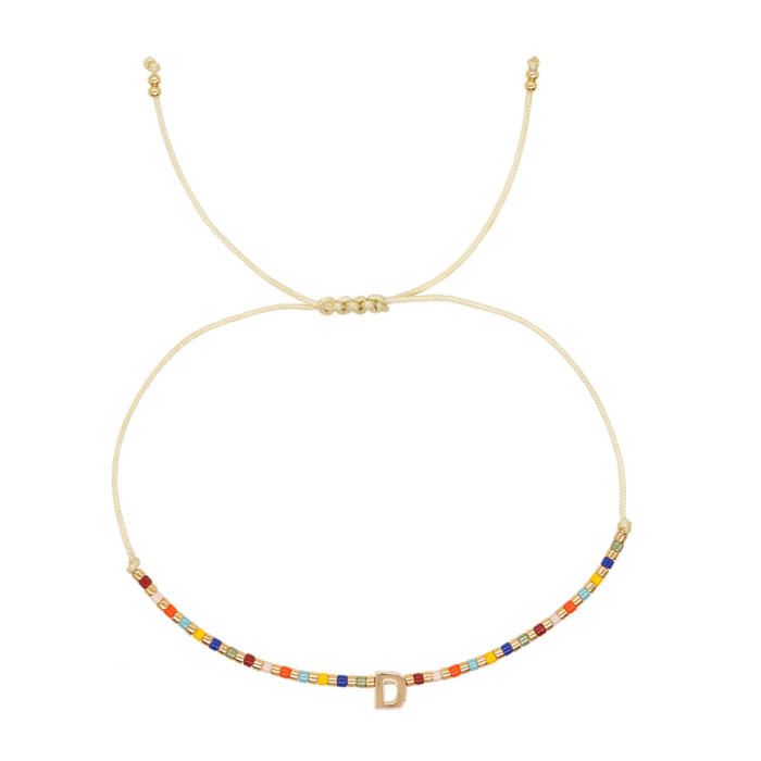 Hot-Selling Rice Bead Woven Letter Bracelet Commuting Simple A-Z Lucky Hand Jewelry Stall Hot-Selling Bracelet Gift