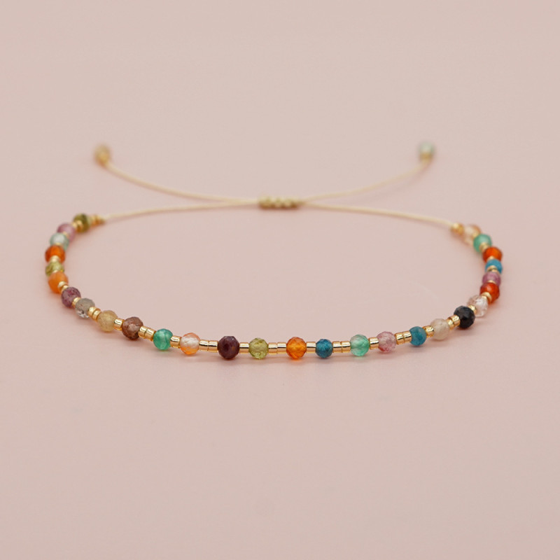 Niche Bohemian Style Bracelet Personalized Semi-Precious Stone Beads Friendship Rope Handmade Beaded Women's Small Bracelet
