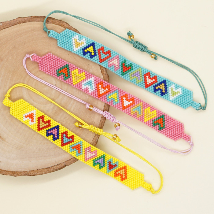Fashion Simple 2025 New Hot-Selling Bohemian Miyuki Bead Hand-Woven Heart Bracelet