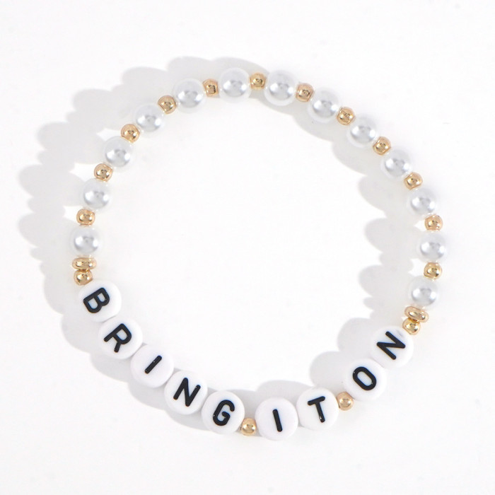Simple English Letter Beaded Bracelet New Niche Imitation Pearl Friendship Beaded Jewelry Wholesale