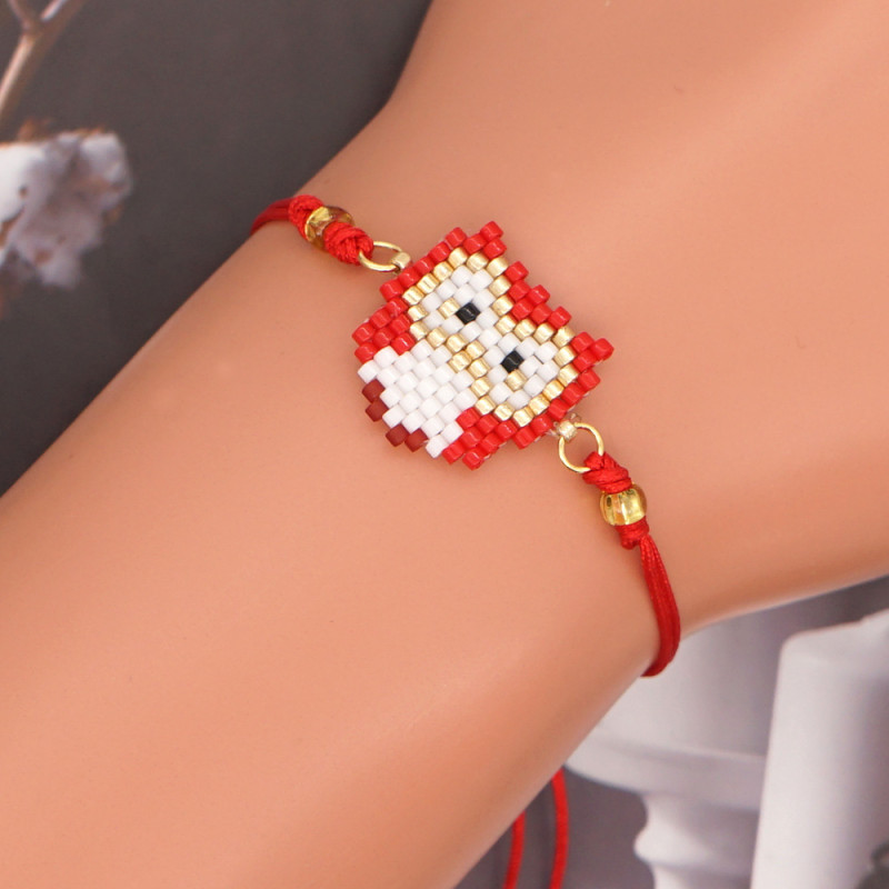 Fashion Ancient Silver Owl Beaded Adjustable Bracelet Handmade Woven Design Trendy Versatile Jewelry