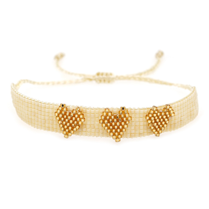 2025 Hot-Selling Fashion Simple Miyuki Bead Hand-Woven Heart Bracelet Rainbow Bracelet