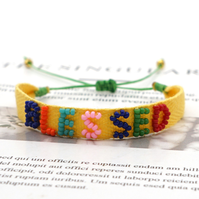 Fashion Simple Bohemian Miyuki Bead Handmade Rainbow Letter Heart Bracelet