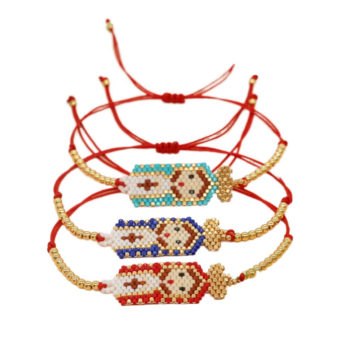Beaded Bracelet for Little Girls with Cartoon Patterns, Ethnic Style, Exquisite Creative Red String Copper Beads, Pop...