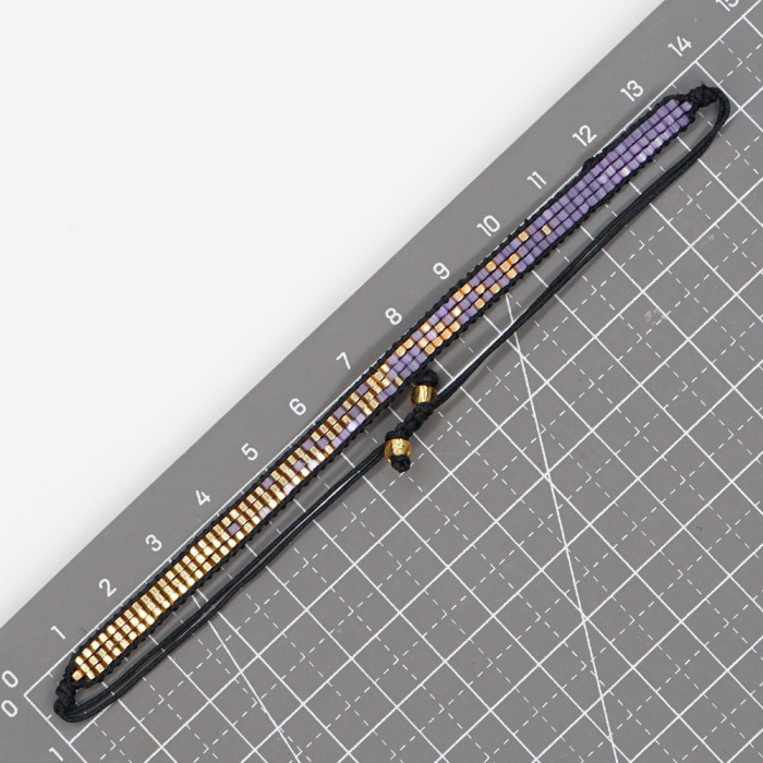 Retro Personality Fashion Simple Versatile Miyuki Color-Block Beads Handmade Woven Bracelet for Women Modern Geometry