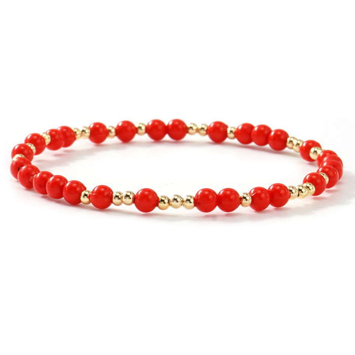 New Rainbow Color Rice Bead Bracelet for Women Gold Bead Splicing Ins Internet Celebrity Same Style Simple Elegant Be...