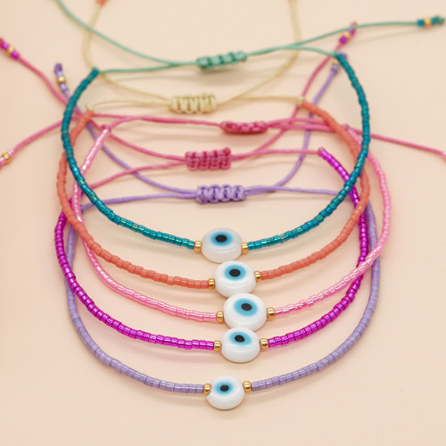 Ethnic Style Handmade Woven New Personality Glass Round Bead Eye Miyuki Seed Bead Bracelet