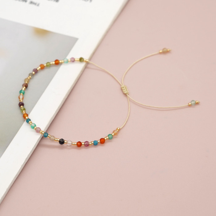 Niche Bohemian Style Bracelet Personalized Semi-Precious Stone Beads Friendship Rope Handmade Beaded Women's Small Bracelet