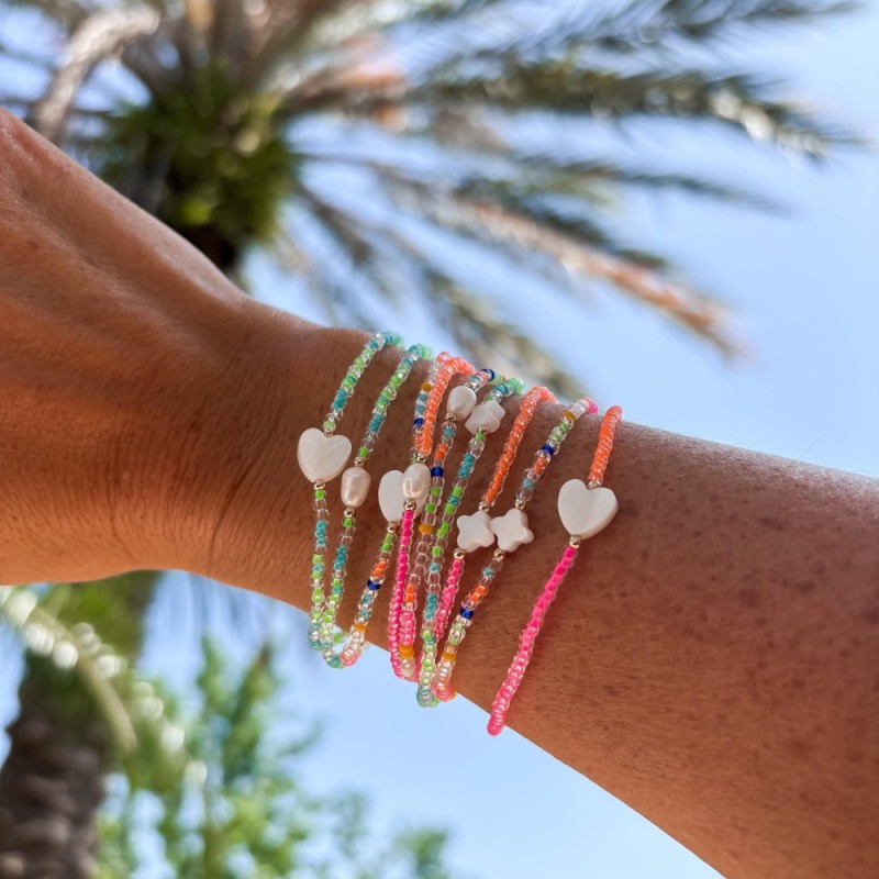 Bohemian Style Fresh Sweet Handmade Design Shell Heart Multicolor Bead Bracelet Cross-Border Hot Sale