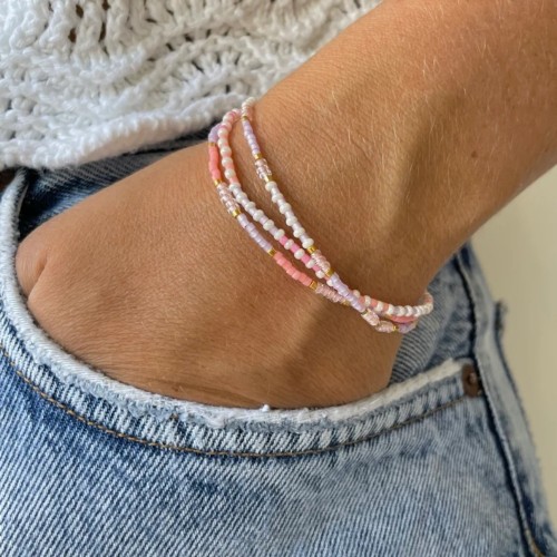 Niche Light Luxury Fine Rice Bead Bracelet for Women, Layered Set, Sweet Color Matching, In Stock, Direct Shipping, Cross-Border E-commerce Hot-Selling Item