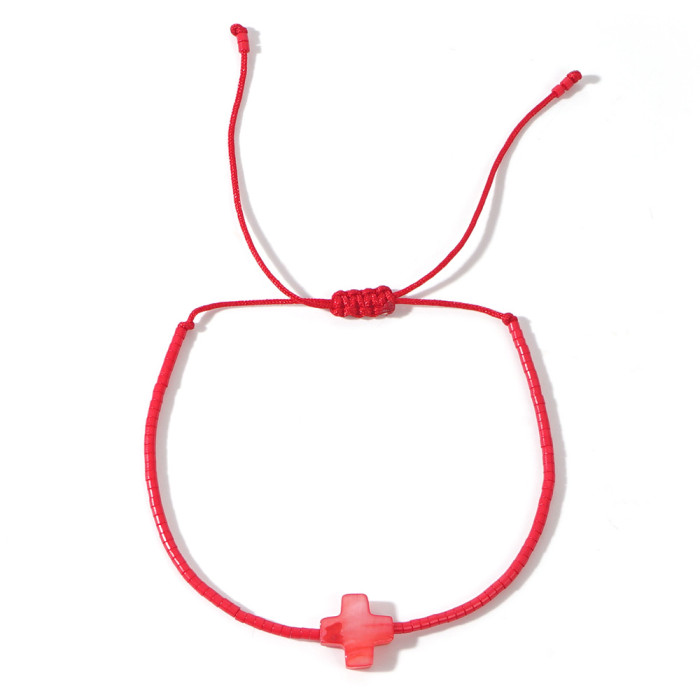 Summer Bohemian Style Colorful Cross Beaded Bracelet Light Luxury Niche Exquisite Women's Jewelry Versatile Style