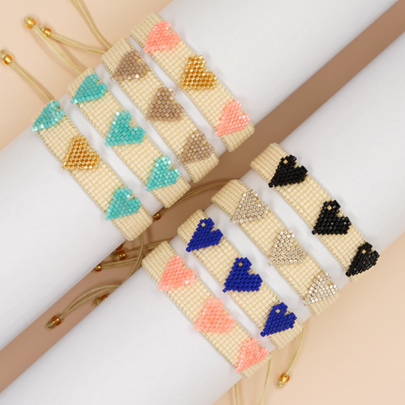 Handmade Woven Miyuki Bead Bracelet Personality Versatile Simple Bohemian Heart Bracelet Miyuki Couple Beaded Bracelet