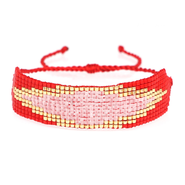 Miyuki Bead Braided Hexagram Heart Bracelet Set Simple Rivet Bohemian Style Bracelet Set