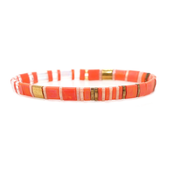Bohemian Style Bracelet Tila Beads Rainbow Beaded Bracelet Couple Handmade Jewelry