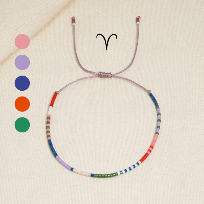 Amazon Hot-Selling Zodiac Bracelet Handmade Woven Beaded Fine Rice Bead Bracelet Jewelry Wholesale