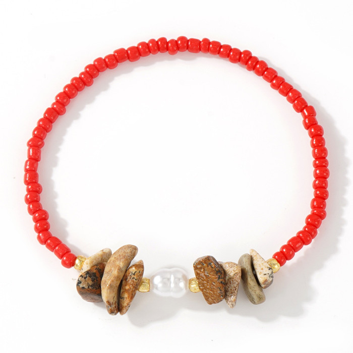 Cross-Border Rice Bead Woven Pearl Bracelet Natural Stone Gravel Decorative Beaded Hand Jewelry Niche High-End Elegant Bracelet