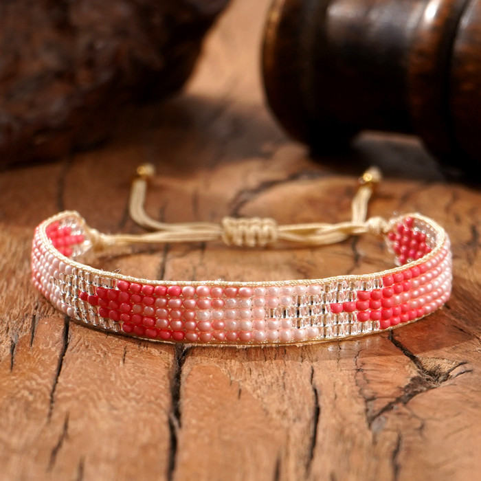 Niche 5-Row Arrow Pull Rod Bracelet Rice Bead Woven Twist Rope Detail Fashion Versatile Texture Daily Jewelry