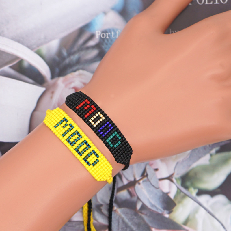 Fashion Cross-Border Glass Bead Bracelet Small Colorful Letter Heart Miyuki Bracelet for Women