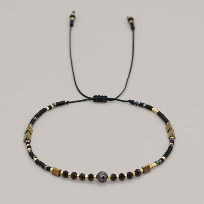 European and American Hot-Selling Xiaomi Beads Gold Beads Light Luxury Bracelet for Women Cross Shell Semi-Precious Stone Beaded Elastic Bracelet