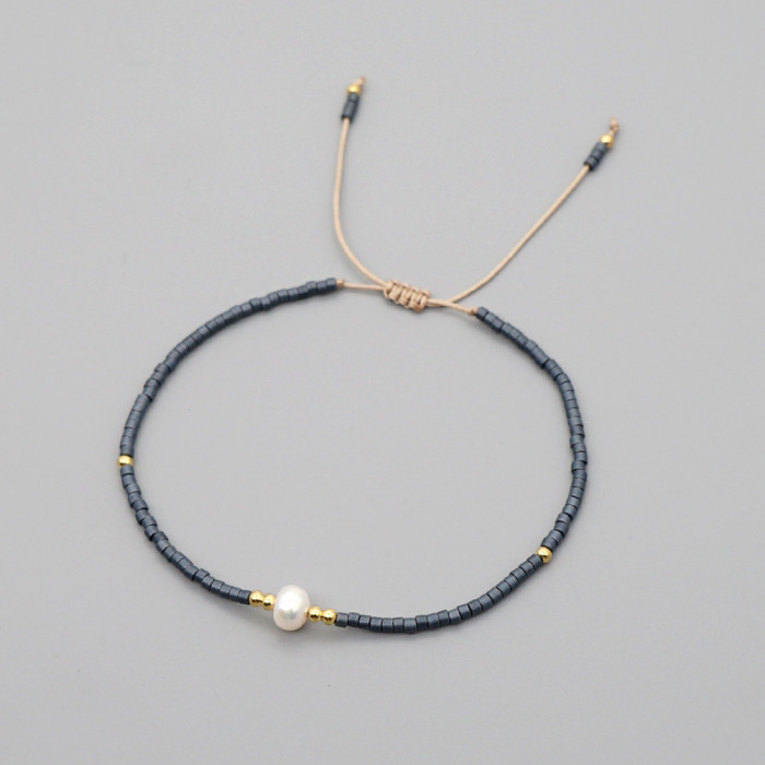 Custom Bohemian Style Natural Freshwater Pearl Bracelet Xiaomi Jewelry Women's Handmade Woven Bracelet