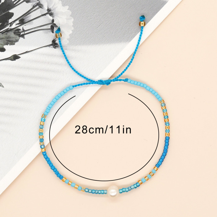 Hot-Selling Niche Original Design Bracelet Bohemian Style Hand String Colorful Rice Beads Natural Pearl Bracelet