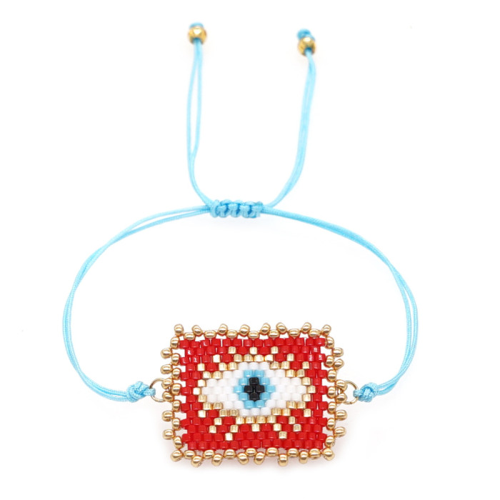Summer Bohemian Style Colorful Beaded Bracelet Niche Handmade Woven Evil Eye Beaded Bracelet Wholesale